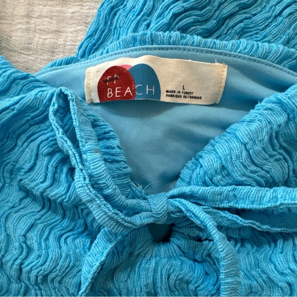 Free People FP Beach Eleni Bodycon Maxi Dress Size Large Aqua Blue *flaw* - Picture 8 of 14